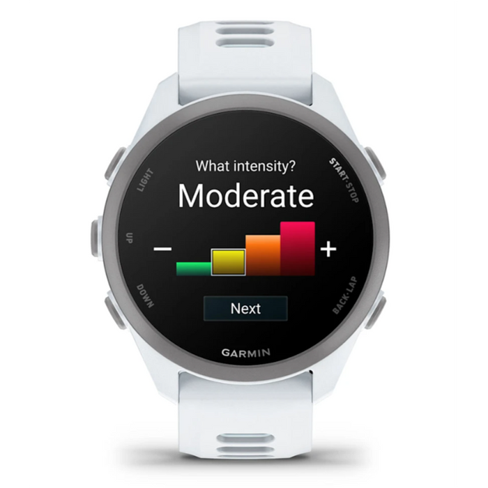 Garmin Unisex Black Dial Forerunner® 170 Music Easy-to-Use GPS Running with Whitestone/Cloud Blue Band Silicone Band Smartwatch - 010-03920-11