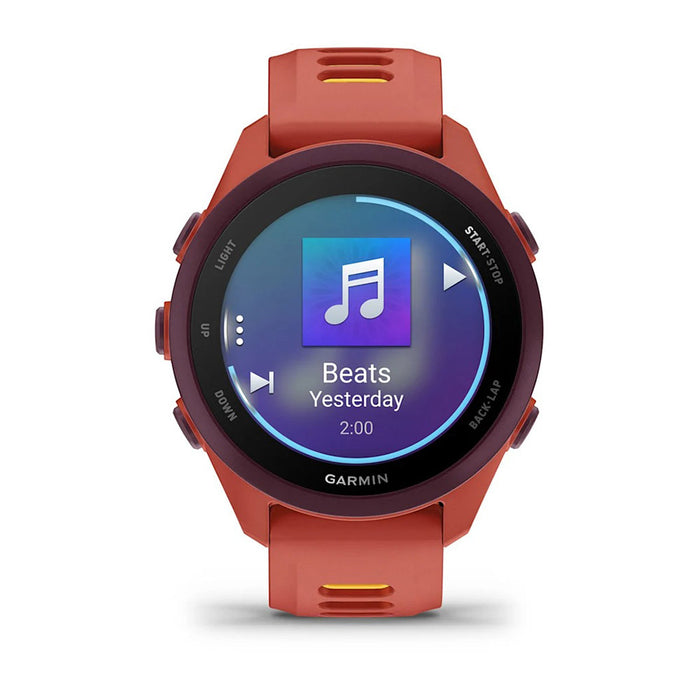 Garmin Unisex Black Dial Forerunner® 170 Music Easy-to-Use GPS Running with Red Pink/Mango Band Silicone Band Smartwatch - 010-03920-13