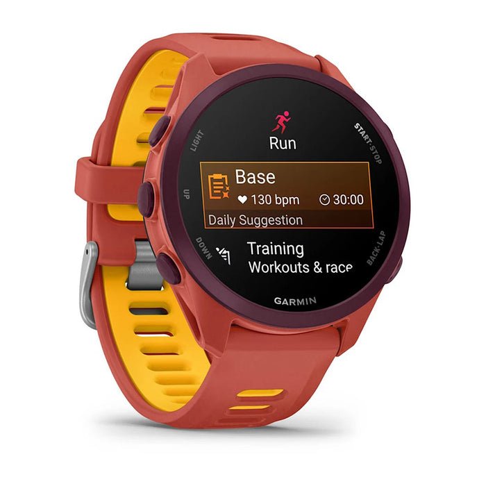 Garmin Unisex Black Dial Forerunner® 170 Music Easy-to-Use GPS Running with Red Pink/Mango Band Silicone Band Smartwatch - 010-03920-13