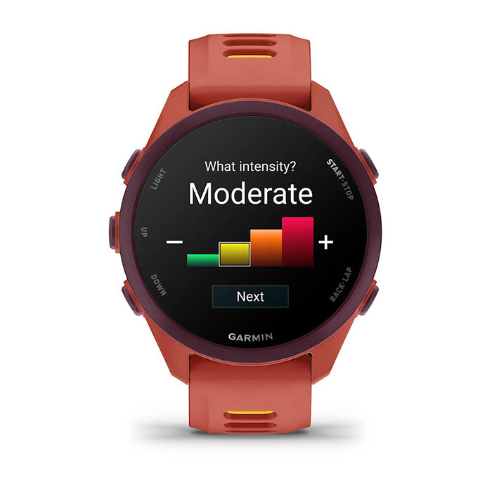 Garmin Unisex Black Dial Forerunner® 170 Music Easy-to-Use GPS Running with Red Pink/Mango Band Silicone Band Smartwatch - 010-03920-13