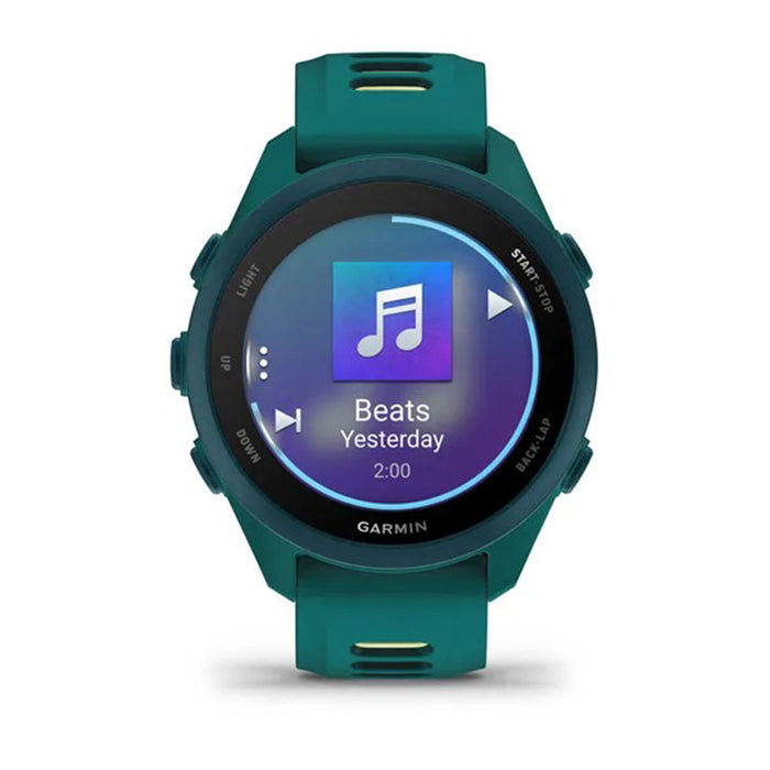 Garmin Unisex Black Dial Forerunner® 170 Music Easy-to-Use GPS Running with Teal Green/Citron Band Silicone Band Smartwatch - 010-03920-12