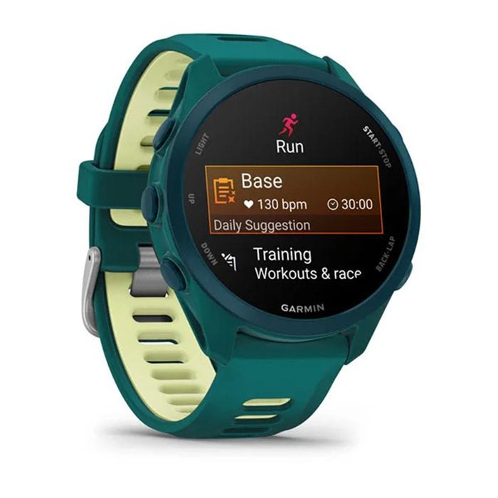 Garmin Unisex Black Dial Forerunner® 170 Music Easy-to-Use GPS Running with Teal Green/Citron Band Silicone Band Smartwatch - 010-03920-12