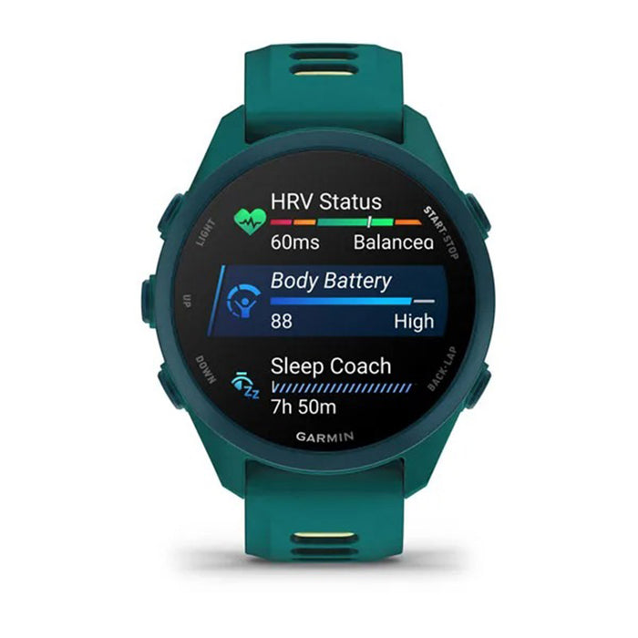 Garmin Unisex Black Dial Forerunner® 170 Music Easy-to-Use GPS Running with Teal Green/Citron Band Silicone Band Smartwatch - 010-03920-12