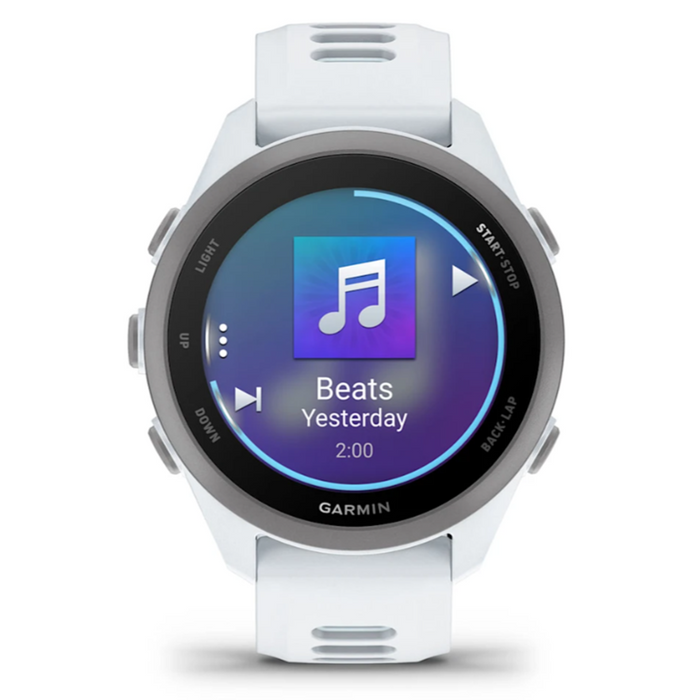 Garmin Unisex Black Dial Forerunner® 170 Music Easy-to-Use GPS Running with Whitestone/Cloud Blue Band Silicone Band Smartwatch - 010-03920-11