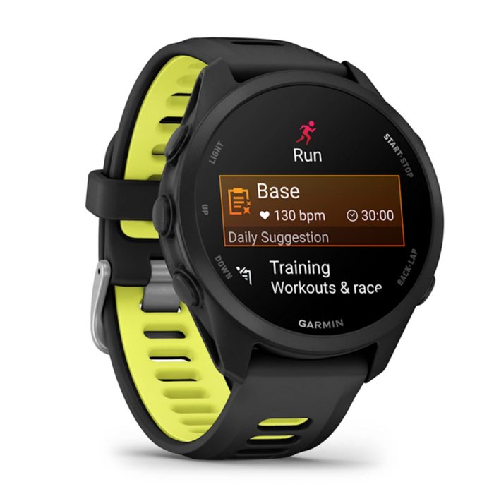Garmin Unisex Black Dial Forerunner® 170 Music Easy-to-Use GPS Running with Black/Amp Yellow Band Silicone Band Smartwatch - 010-03920-10
