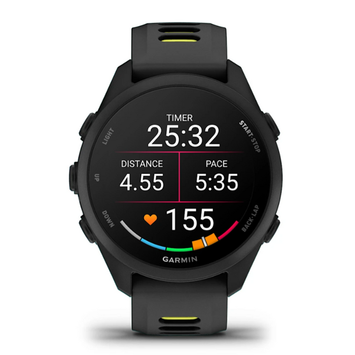Garmin Unisex Black Dial Forerunner® 170 Easy-to-Use GPS Running with Black/Amp Yellow Band Silicone Band Smartwatch - 010-03920-00