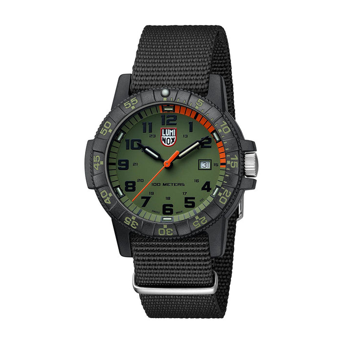 Luminox Men's Green Dial Black Leather Band Analog Swiss Quartz 44MM Military Watch - XS.0337
