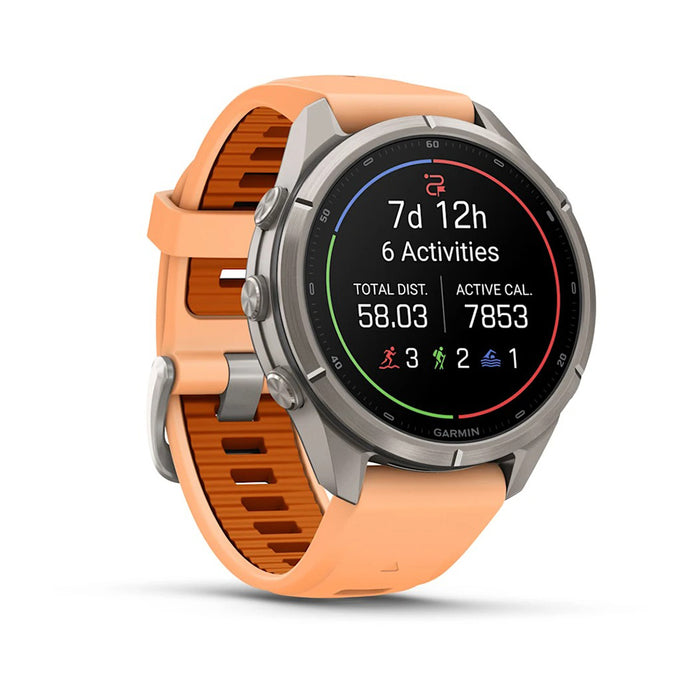 Garmin fēnix® 9 Pro 43mm Unisex Shell Pink/Autumn Orange Titanium With Orange Silicone Band AMOLED Display Premium Connected Multisport GPS Smartwatch - 010-04335-05