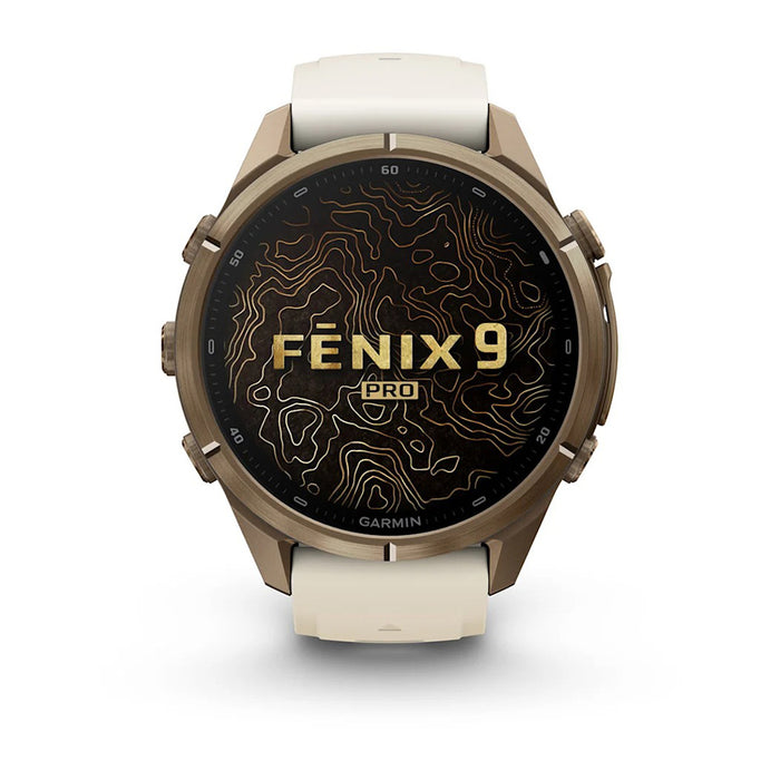 Garmin fēnix® 9 Pro 43mm Unisex Cream Titanium With Fog Gray Silicone Band AMOLED Display Premium Connected Multisport GPS Smartwatch - 010-04335-25