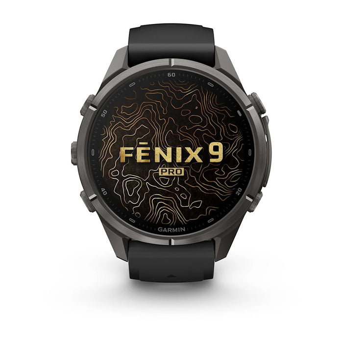 Garmin fēnix® 9 Pro 43mm Unisex Black/Pebble Gray Titanium With Black Silicone Band AMOLED Display Premium Connected Multisport GPS Smartwatch - 010-04335-15