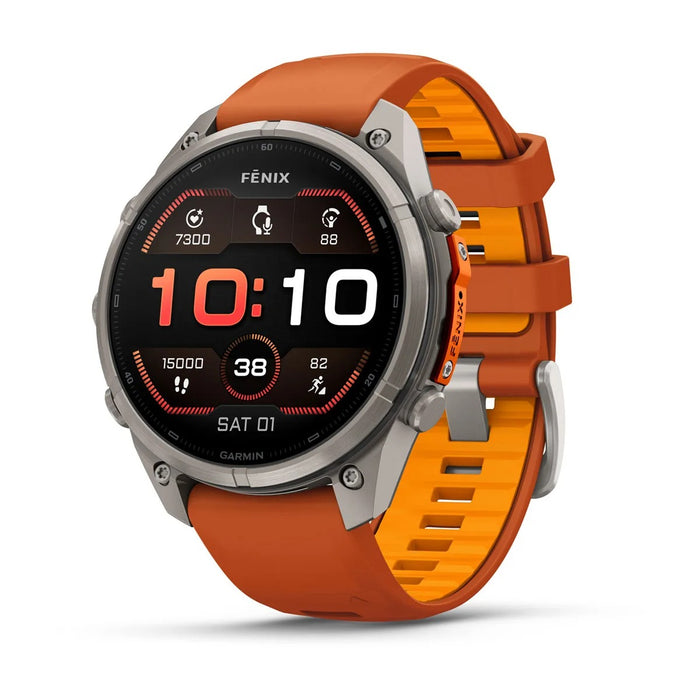 Garmin fēnix® 9 Pro 47mm Unisex Autumn Orange Titanium With Spark Orange Silicone Band AMOLED Display Premium Connected Multisport GPS Smartwatch - 010-04336-05