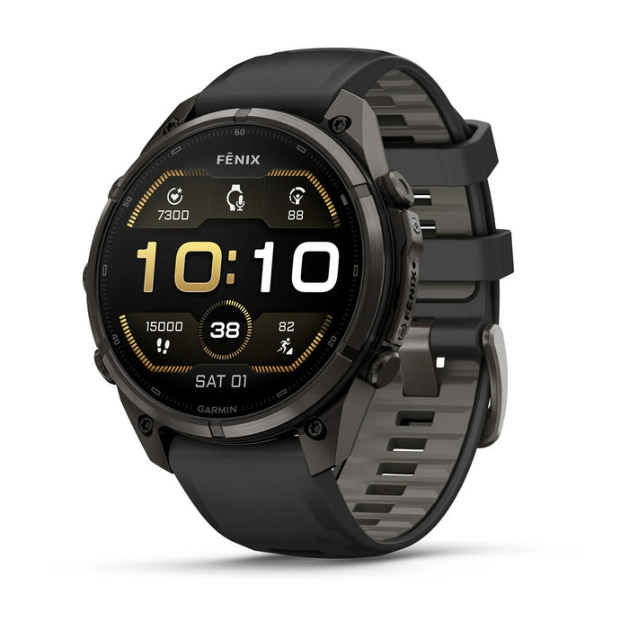 Garmin fēnix® 9 Pro 51mm Unisex Pebble Gray DLC Titanium With Black Silicone Band AMOLED Display Premium Connected Multisport GPS Smartwatch - 010-04337-15