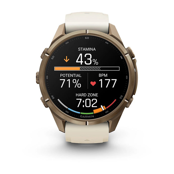 Garmin fēnix® 9 Pro 43mm Unisex Cream Titanium With Fog Gray Silicone Band AMOLED Display Premium Connected Multisport GPS Smartwatch - 010-04335-25