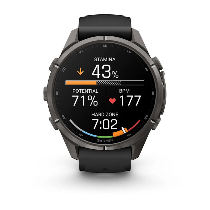 Garmin fēnix® 9 Pro 43mm Unisex Black/Pebble Gray Titanium With Black Silicone Band AMOLED Display Premium Connected Multisport GPS Smartwatch - 010-04335-15