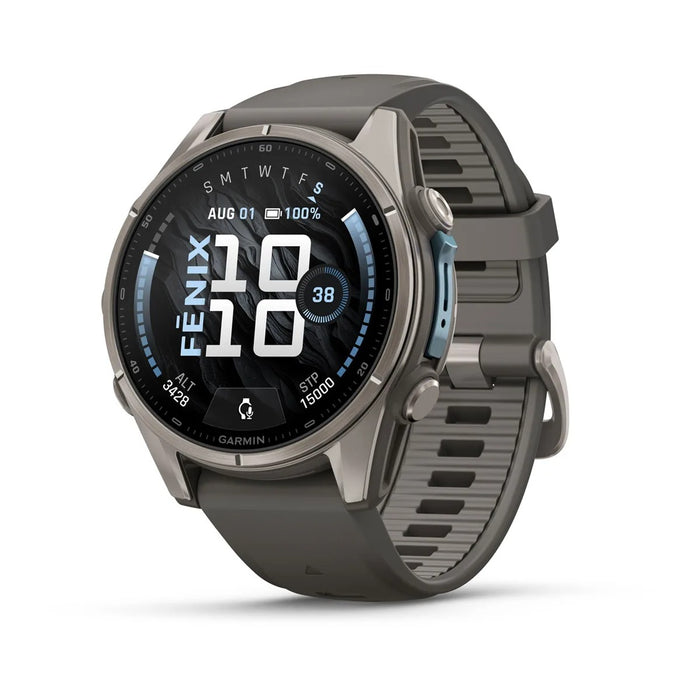 Garmin fēnix® 9 47mm Unisex Pebble Gray Titanium with Silicone Band AMOLED Display Premium Multisport GPS Smartwatch - 010-04762-00