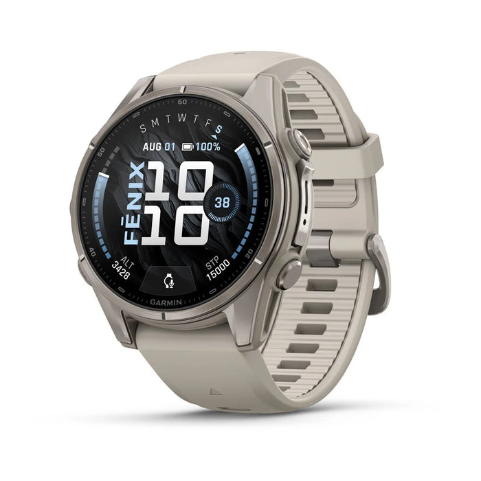 Garmin fēnix® 9 43mm Unisex Fog Gray Titanium with Silicone Band AMOLED Display Premium Multisport GPS Smartwatch - 010-04761-00