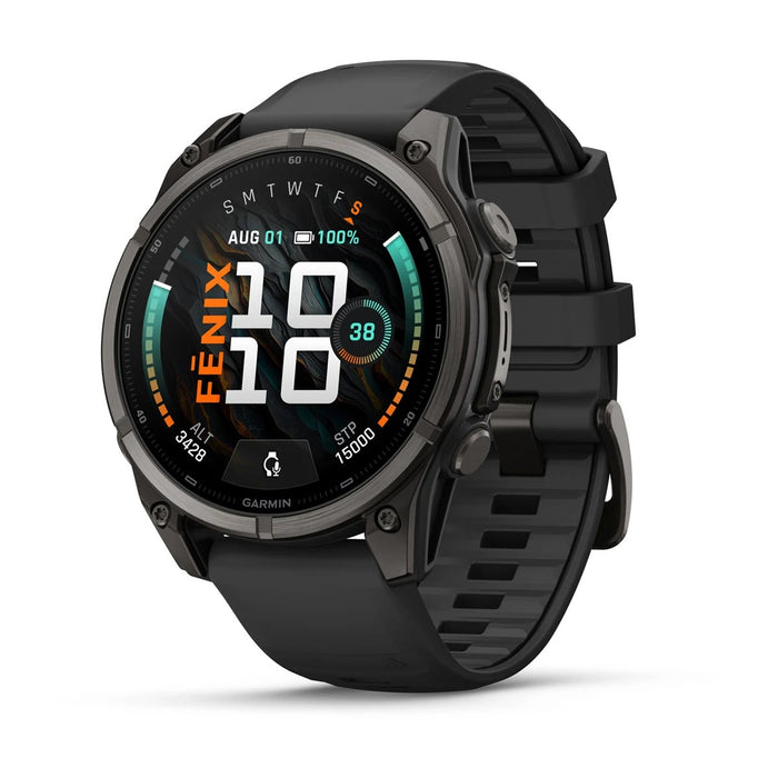 Garmin fēnix® 9 47mm Unisex Carbon Gray DLC Titanium with Black Silicone Band AMOLED Display Premium Multisport GPS Smartwatch - 010-04762-10