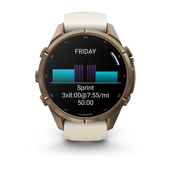 Garmin fēnix® 9 Pro 43mm Unisex Cream Titanium With Fog Gray Silicone Band AMOLED Display Premium Connected Multisport GPS Smartwatch - 010-04335-25