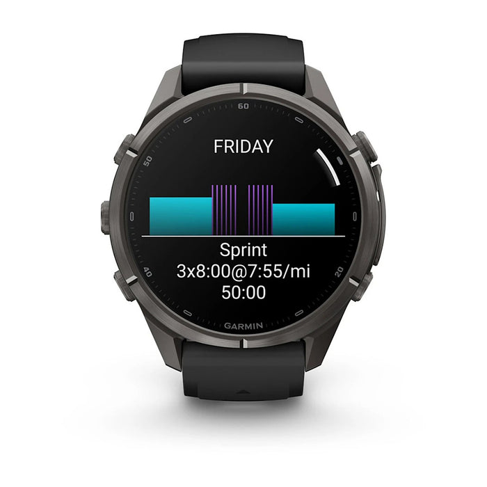 Garmin fēnix® 9 Pro 43mm Unisex Black/Pebble Gray Titanium With Black Silicone Band AMOLED Display Premium Connected Multisport GPS Smartwatch - 010-04335-15