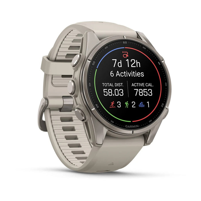 Garmin fēnix® 9 43mm Unisex Fog Gray Titanium with Silicone Band AMOLED Display Premium Multisport GPS Smartwatch - 010-04761-00