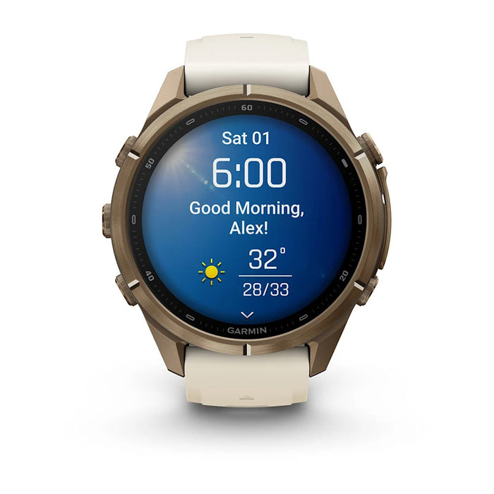 Garmin fēnix® 9 Pro 43mm Unisex Cream Titanium With Fog Gray Silicone Band AMOLED Display Premium Connected Multisport GPS Smartwatch - 010-04335-25