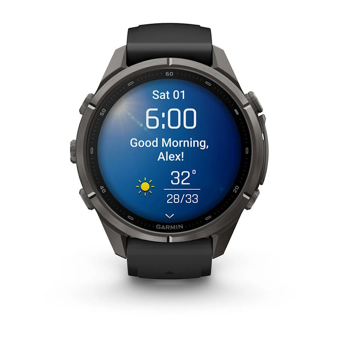 Garmin fēnix® 9 Pro 43mm Unisex Black/Pebble Gray Titanium With Black Silicone Band AMOLED Display Premium Connected Multisport GPS Smartwatch - 010-04335-15
