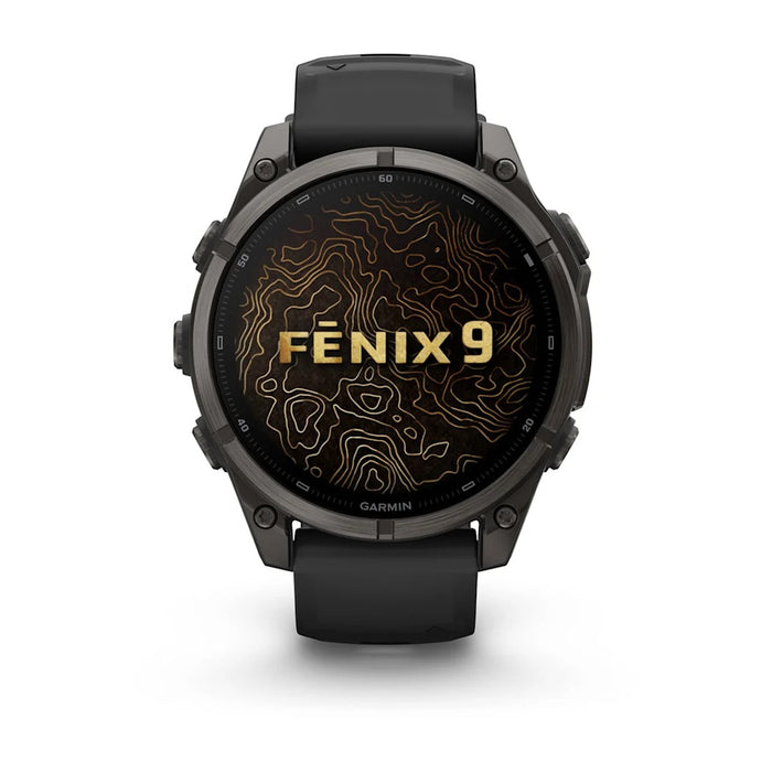 Garmin fēnix® 9 51mm Unisex Carbon Gray DLC Titanium with Black Silicone Band AMOLED Display Premium Multisport GPS Smartwatch - 010-04763-10