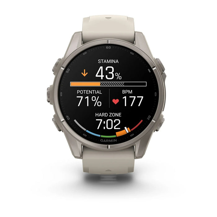 Garmin fēnix® 9 43mm Unisex Fog Gray Titanium with Silicone Band AMOLED Display Premium Multisport GPS Smartwatch - 010-04761-00