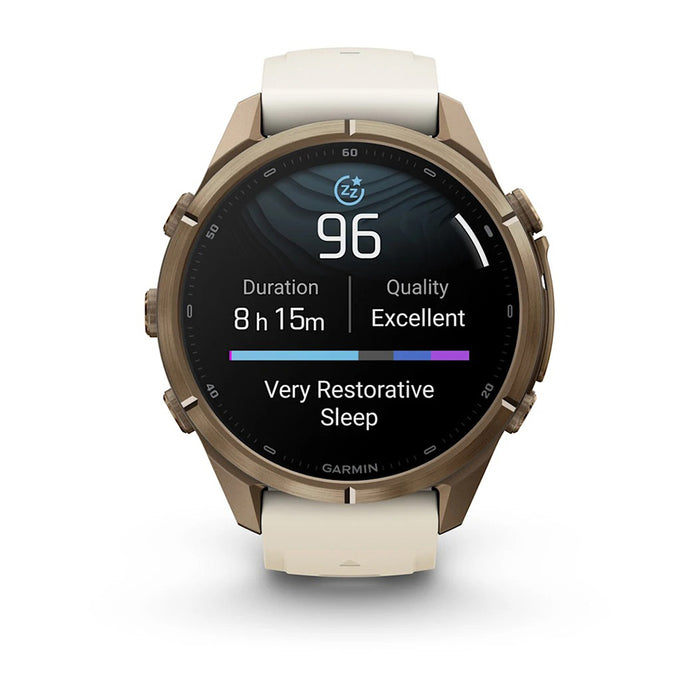 Garmin fēnix® 9 Pro 43mm Unisex Cream Titanium With Fog Gray Silicone Band AMOLED Display Premium Connected Multisport GPS Smartwatch - 010-04335-25