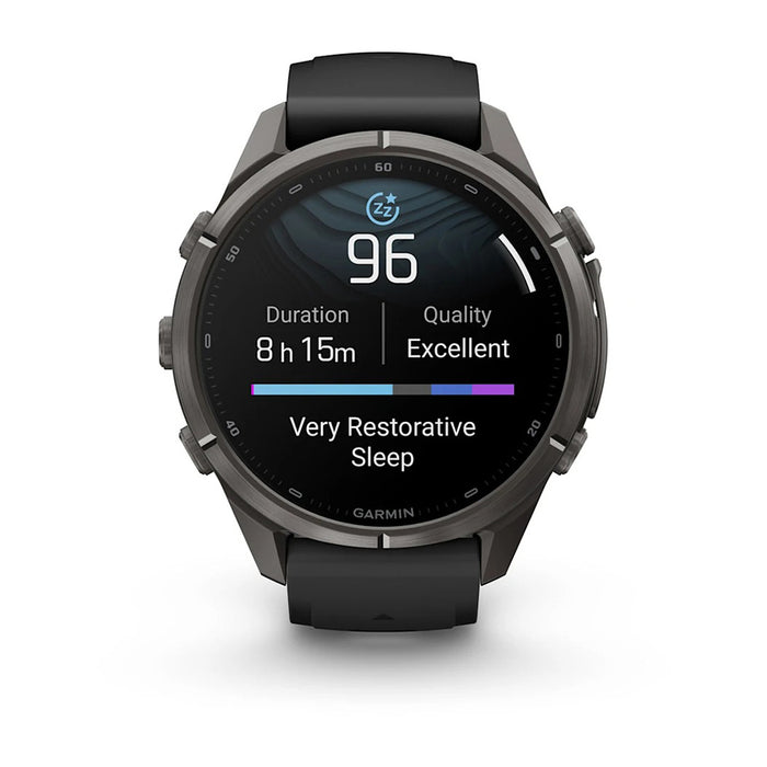 Garmin fēnix® 9 Pro 43mm Unisex Black/Pebble Gray Titanium With Black Silicone Band AMOLED Display Premium Connected Multisport GPS Smartwatch - 010-04335-15