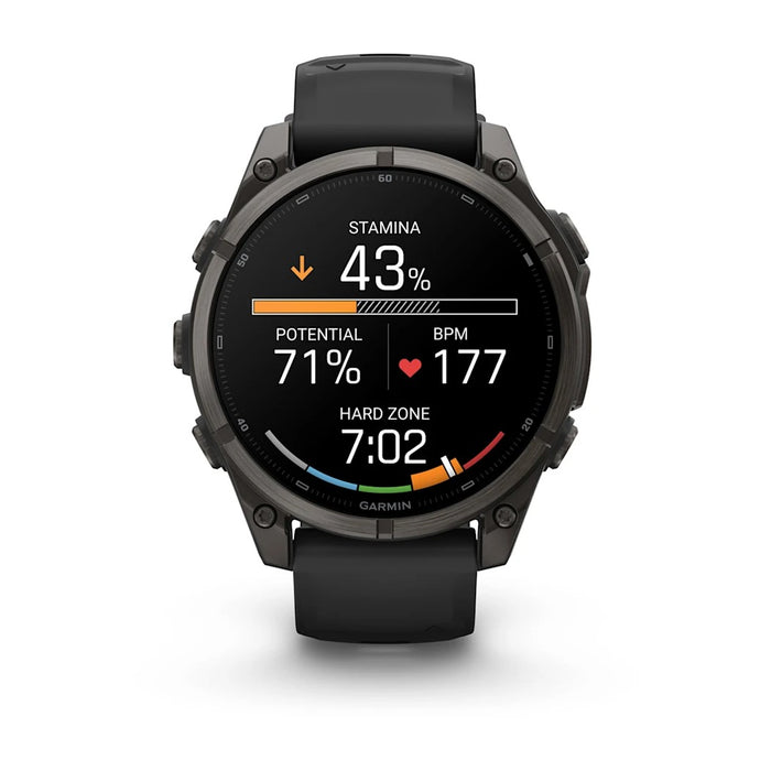 Garmin fēnix® 9 47mm Unisex Carbon Gray DLC Titanium with Black Silicone Band AMOLED Display Premium Multisport GPS Smartwatch - 010-04762-10