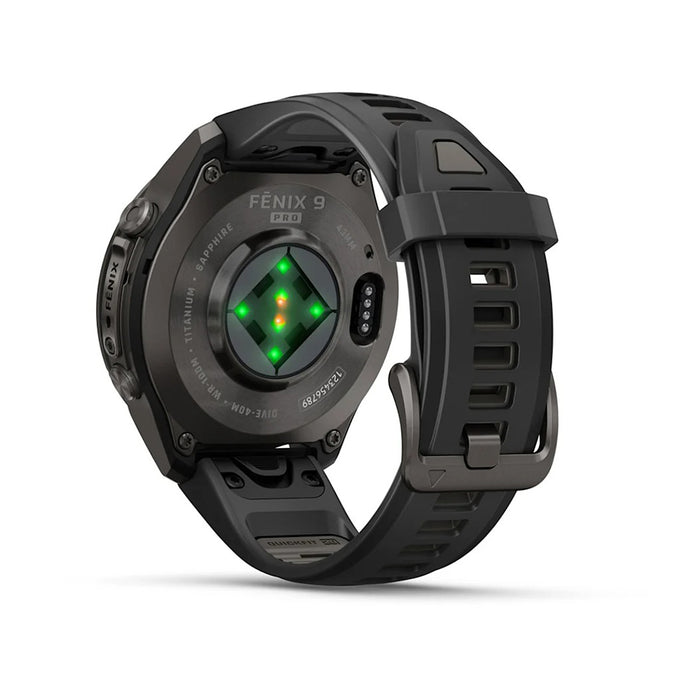 Garmin fēnix® 9 Pro 43mm Unisex Black/Pebble Gray Titanium With Black Silicone Band AMOLED Display Premium Connected Multisport GPS Smartwatch - 010-04335-15