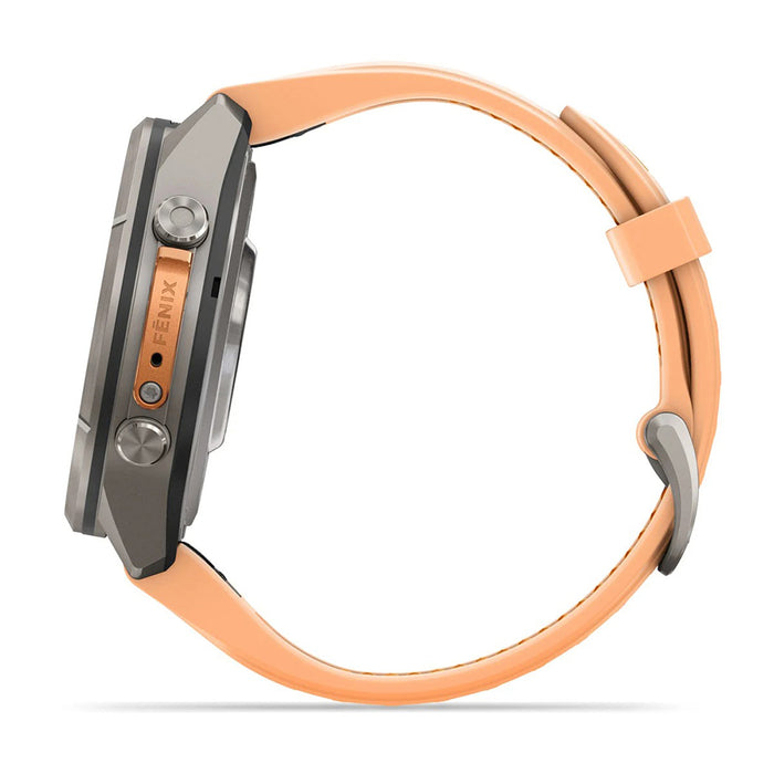Garmin fēnix® 9 Pro 43mm Unisex Shell Pink/Autumn Orange Titanium With Orange Silicone Band AMOLED Display Premium Connected Multisport GPS Smartwatch - 010-04335-05