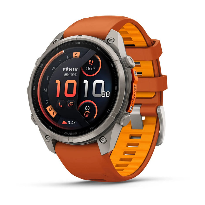 Garmin fēnix® 9 Pro 51mm Unisex Autumn Orange Titanium With Spark Orange Silicone Band AMOLED Display inReach® Technology Premium Connected Multisport GPS Smartwatch - 010-04337-00