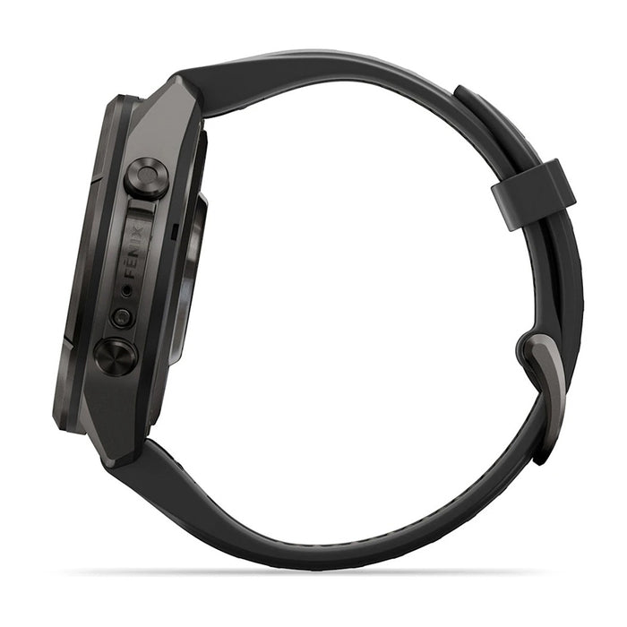 Garmin fēnix® 9 Pro 43mm Unisex Black/Pebble Gray Titanium With Black Silicone Band AMOLED Display Premium Connected Multisport GPS Smartwatch - 010-04335-15