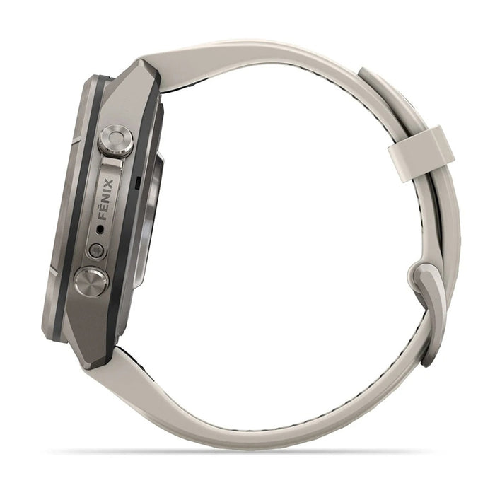 Garmin fēnix® 9 Pro 43mm Unisex Fog Gray Titanium With Dark Sandstone Silicone Band AMOLED Display Premium Connected Multisport GPS Smartwatch - 010-04335-85