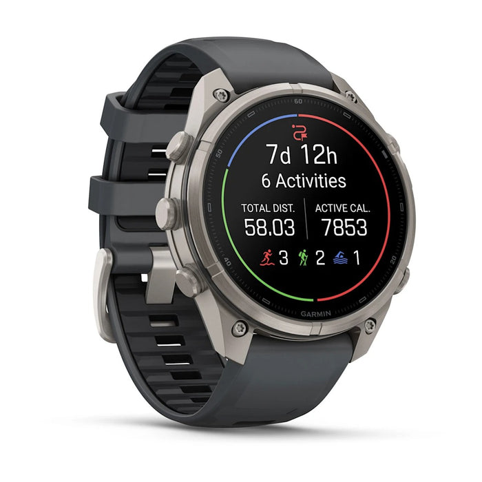 Garmin fēnix® 9 Pro 47mm Unisex Graphite Titanium With Black Silicone Band AMOLED Display Premium Connected Multisport GPS Smartwatch - 010-04336-25