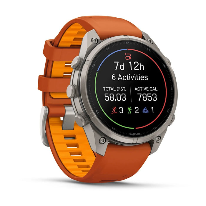 Garmin fēnix® 9 Pro 51mm Unisex Autumn Orange Titanium With Spark Orange Silicone Band AMOLED Display inReach® Technology Premium Connected Multisport GPS Smartwatch - 010-04337-00