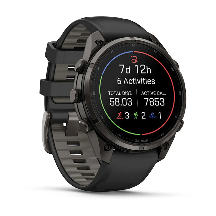 Garmin fēnix® 9 Pro 51mm Unisex Pebble Gray DLC Titanium With Black Silicone Band AMOLED Display Premium Connected Multisport GPS Smartwatch - 010-04337-15