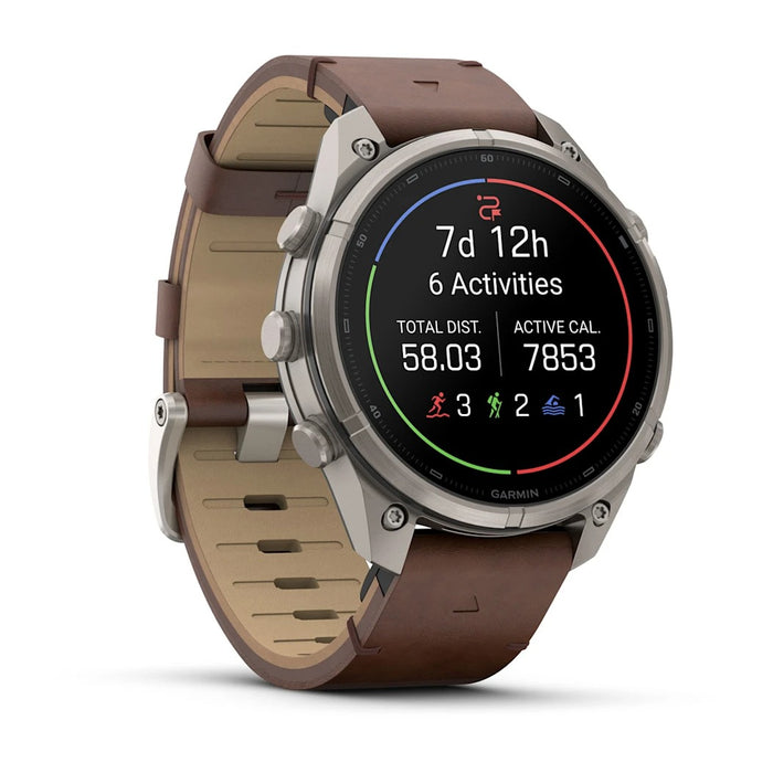 Garmin fēnix® 9 Pro 47mm Unisex Titanium with Walnut Leather Band AMOLED Display inReach® Technology Premium Connected Multisport GPS Smartwatch - 010-04336-40