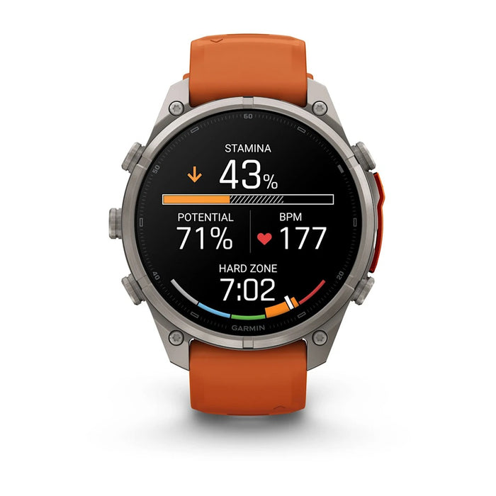 Garmin fēnix® 9 Pro 47mm Unisex Autumn Orange Titanium With Spark Orange Silicone Band AMOLED Display Premium Connected Multisport GPS Smartwatch - 010-04336-05