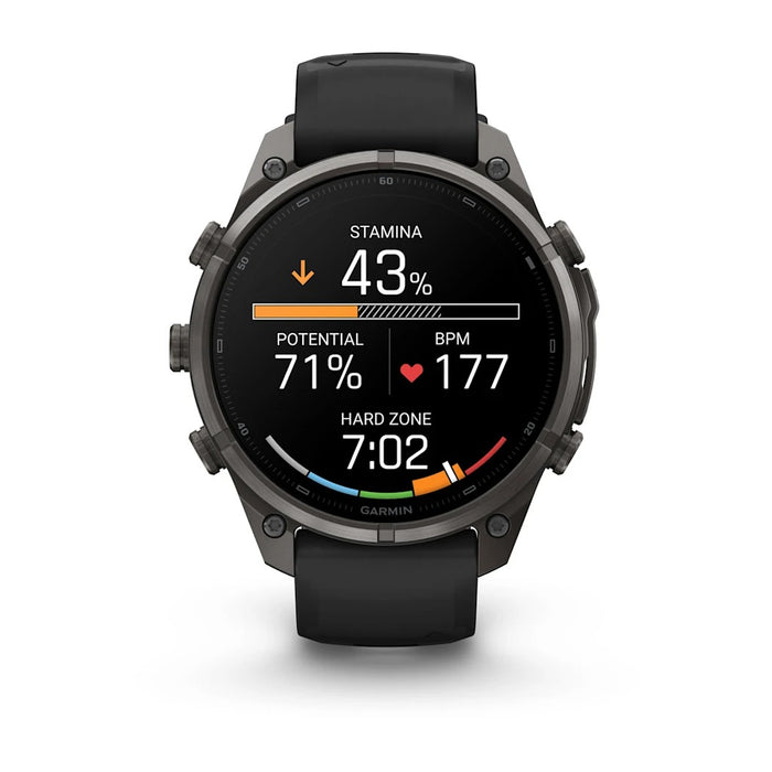 Garmin fēnix® 9 Pro 47mm Unisex Black/Pebble Gray DLC Titanium With Black Silicone Band AMOLED Display inReach® Technology Premium Connected Multisport GPS Smartwatch - 010-04336-10