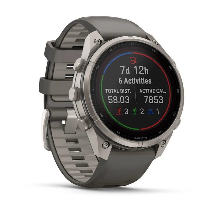 Garmin fēnix® 9 Pro Solar 51mm Unisex Pebble/Silver Titanium with Gray Silicone Band Solar Charged Display inReach® Technology Premium Multisport GPS Smartwatch - 010-04339-00