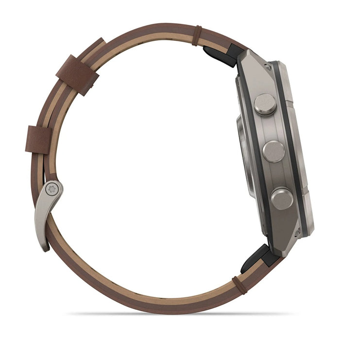 Garmin fēnix® 9 Pro 47mm Unisex Titanium with Walnut Leather Band AMOLED Display inReach® Technology Premium Connected Multisport GPS Smartwatch - 010-04336-40