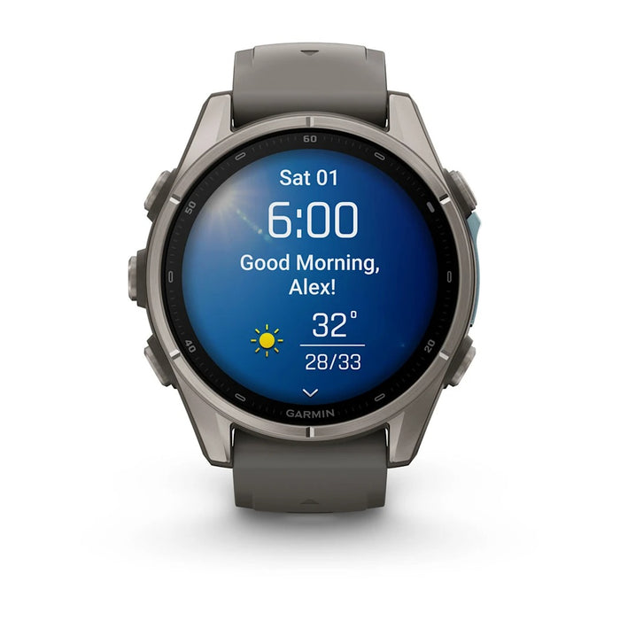 Garmin fēnix® 9 43mm Unisex Pebble Gray Titanium with Silicone Band AMOLED Display Premium Multisport GPS Smartwatch - 010-04761-10