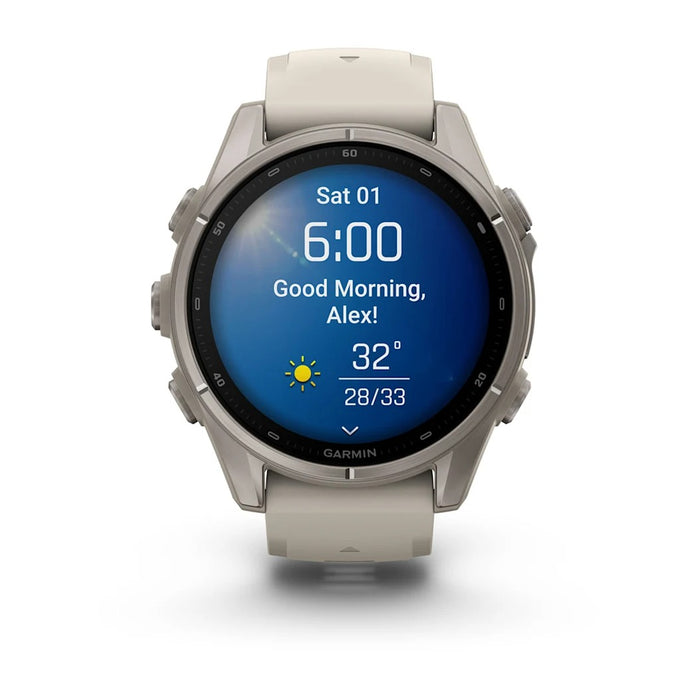 Garmin fēnix® 9 43mm Unisex Fog Gray Titanium with Silicone Band AMOLED Display Premium Multisport GPS Smartwatch - 010-04761-00