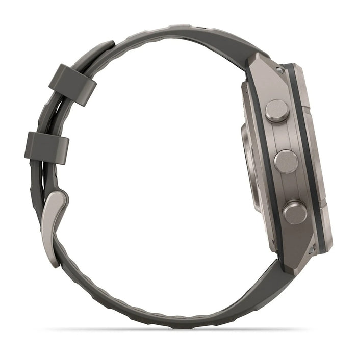 Garmin fēnix® 9 Pro Solar 51mm Unisex Pebble/Silver Titanium with Gray Silicone Band Solar Charged Display inReach® Technology Premium Multisport GPS Smartwatch - 010-04339-00