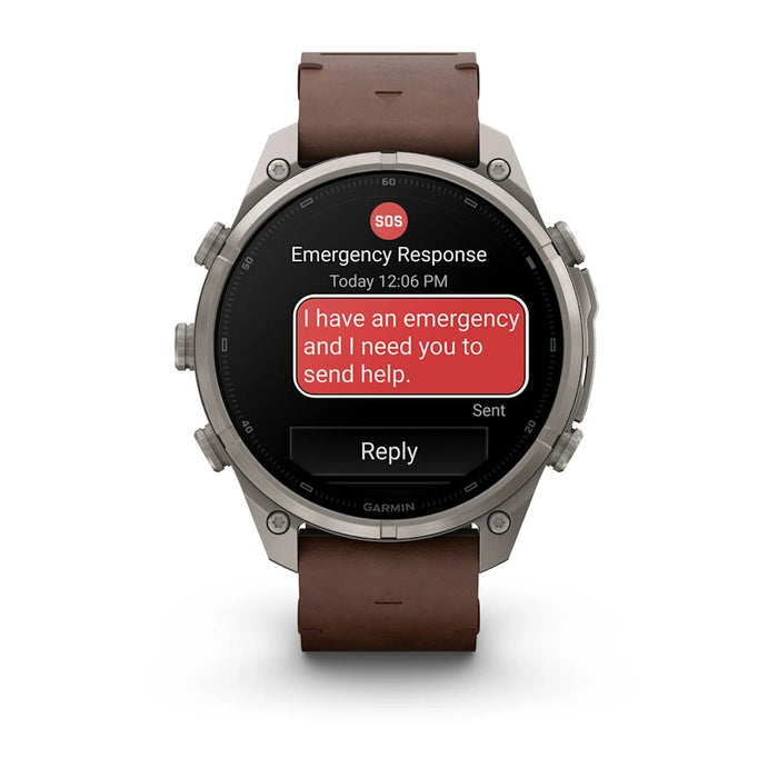 Garmin fēnix® 9 Pro 47mm Unisex Titanium with Walnut Leather Band AMOLED Display inReach® Technology Premium Connected Multisport GPS Smartwatch - 010-04336-40