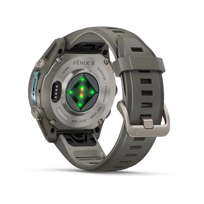 Garmin fēnix® 9 43mm Unisex Pebble Gray Titanium with Silicone Band AMOLED Display Premium Multisport GPS Smartwatch - 010-04761-10