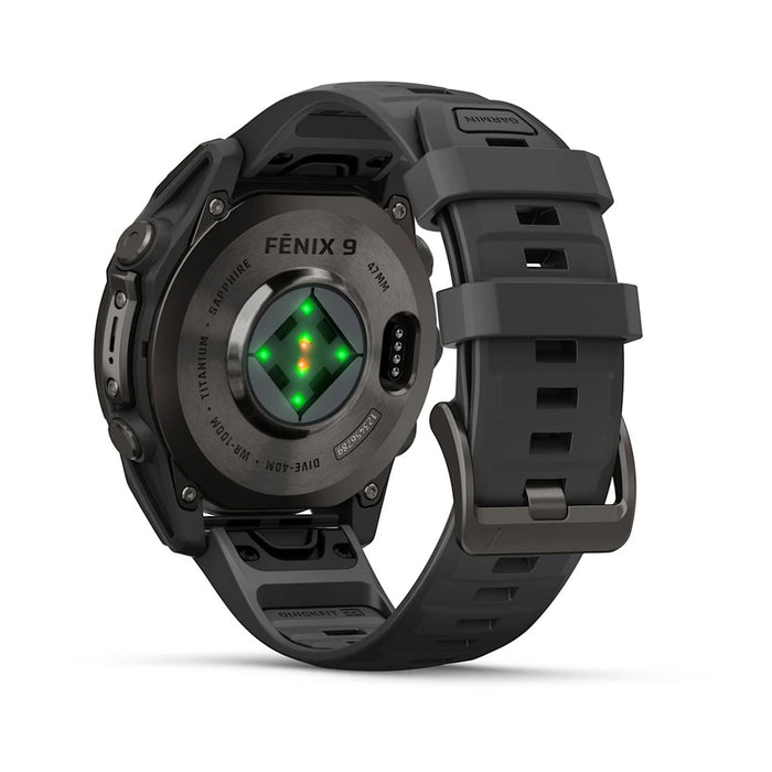 Garmin fēnix® 9 51mm Unisex Carbon Gray DLC Titanium with Black Silicone Band AMOLED Display Premium Multisport GPS Smartwatch - 010-04763-10